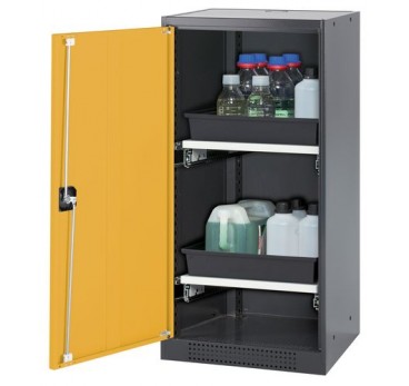 Chemicals cabinet Systema CS-52L, body anthracite, wing doors grey, 2 slide-out sumps