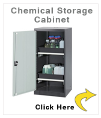 Chemicals cabinet Systema CS-52L, body anthracite, wing doors yellow, 2 slide-out sumps