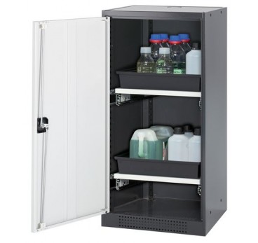 Chemicals cabinet Systema CS-52L, body anthracite, wing doors white, 2 slide-out sumps