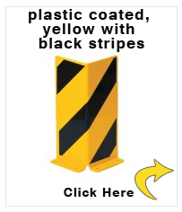 Impact protection corner 400, plastic coated, yellow with black stripes, 400 x 160 mm