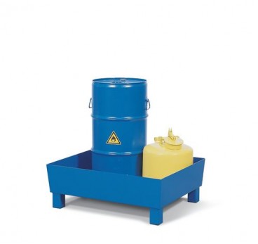 Sump pallet Basic K, painted steel, with feet, without grid, for 1x60 litre drum, 60 litre capacity