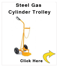 Steel gas cylinder trolley Basic GFW, for 1 gas cylinder, solid rubber wheels, yellow