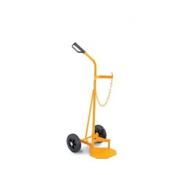 Steel gas cylinder trolley Basic GFW, for 1 gas cylinder, solid rubber wheels, yellow