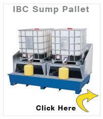 IBC sump pallet TC-2A, painted steel, with 2 dispensing platforms & forklift pockets, for 2 IBCs