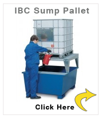 IBC sump pallet TC-A, painted steel, with dispensing platform, forklift pockets, for 1 IBC