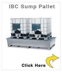 IBC sump pallet TC-2F, galvanized steel, with galvanized grid & forklift pockets, for 2 IBCs