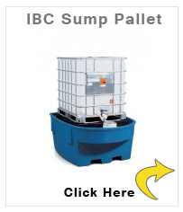 IBC sump pallet Basic R, polyethylene, with dispensing area and platform, for 1 IBC, blue