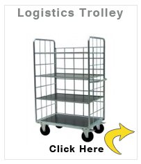 Logistics trolley, galvanised, 4 shelves, 3 mesh sides, 1200 x 800 mm, includes 3 loose shelves
