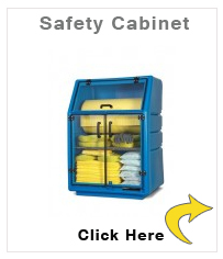 Polyethylene safety cabinet with transparent door, incl. DENSORB spill kit, model Special