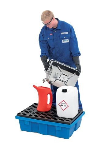 Sump pallet PolySafe PSW 6.2, polyethylene, with PE grid, 60 litre capacity