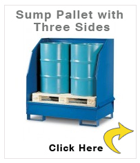 Sump pallet with 3 sides 2GST-K, painted steel, 3 sided spray protection, for 2 x 205 litre drums