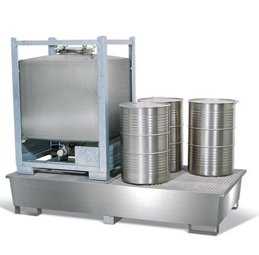 Sump pallet TCI-2F, Stainless Steel, with IBC Grid 